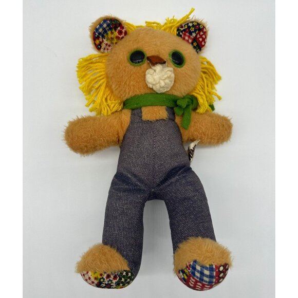 Vintage Danny Denim Gund Lion Stuffed Animal Plush Patchwork 1976 Overalls - Picture 2 of 10
